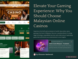 Elevate Your Gaming Experience Why You Should Choose Malaysian Online Casinos