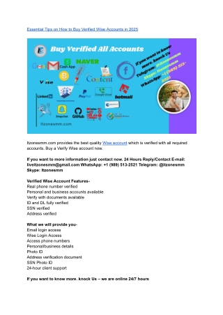 Essential Tips on How to Buy Verified Wise Accounts in ...