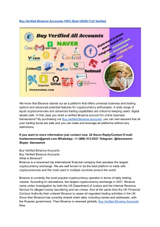 Buy Verified Binance Accounts-100% Best US_EU Full Verified