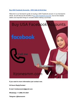 Buy USA Facebook Accounts - 100% Safe & Old & New