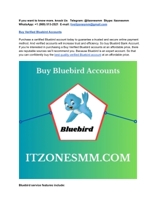 3 Easy Ways To Buy Verified Bluebird Accounts