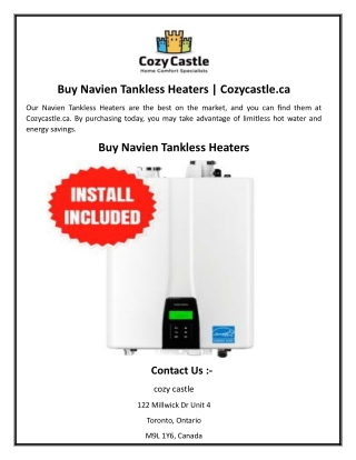 Buy Navien Tankless Heaters  Cozycastle.ca