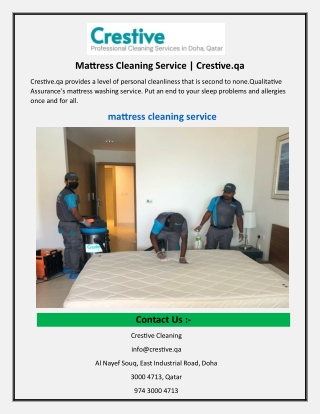 Mattress Cleaning Service  Crestive.qa