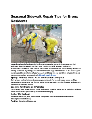 Seasonal Sidewalk Repair Tips for Bronx Residents