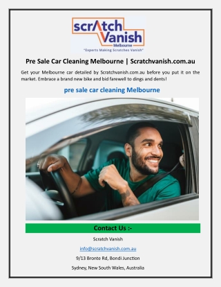 Pre Sale Car Cleaning Melbourne  Scratchvanish.com.au