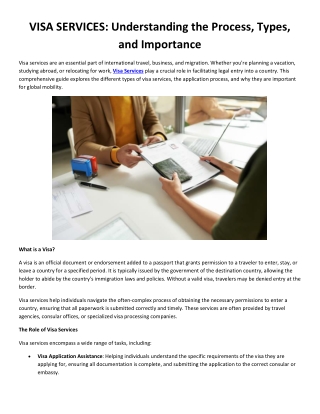 VISA SERVICES: Understanding the Process, Types, and Importance