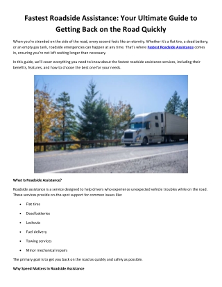 Fastest Roadside Assistance: Your Ultimate Guide to Getting Back on the Road Qui