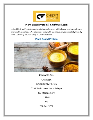 Plant Based Protein  Chizfitwell.com