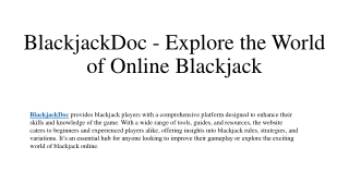 BlackjackDoc - Explore the World of Online Blackjack