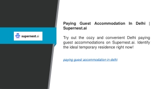 Paying Guest Accommodation In Delhi  Supernest.ai