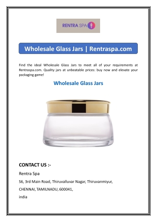 Wholesale Glass Jars  Rentraspa