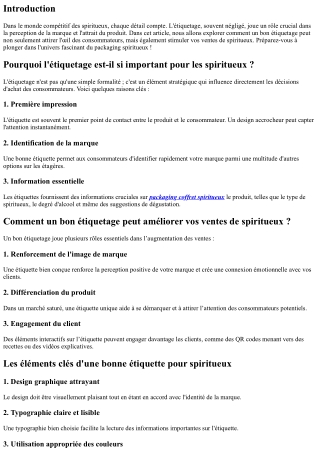 “Comment un bon étiquetage peut améliorer vos ventes de spiritueux.”
