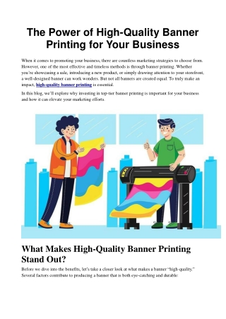 The Power of High-Quality Banner Printing for Your Business