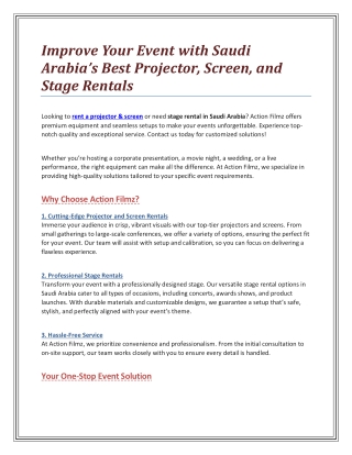 Improve Your Event with Saudi Arabia’s Best Projector, Screen, and Stage Rentals