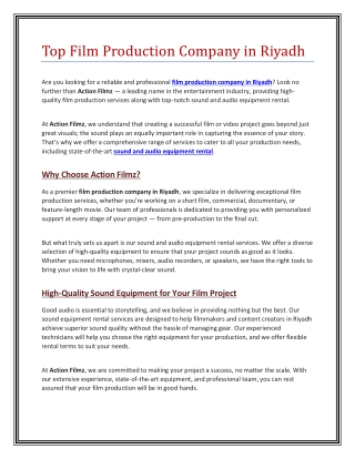 Top Film Production Company in Riyadh