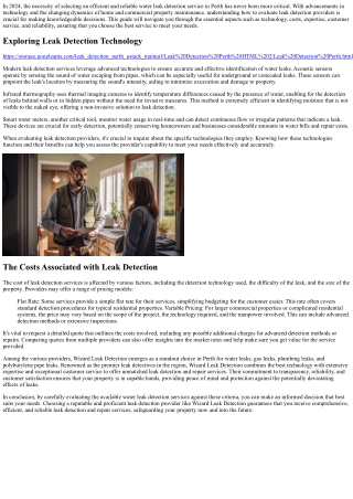 Choosing the Right Water Leak Detection Service in 2024: An In-depth Overview fo