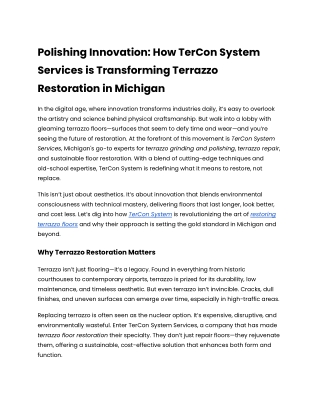 Polishing Innovation_ How TerCon System Services is Transforming Terrazzo Restoration in Michigan