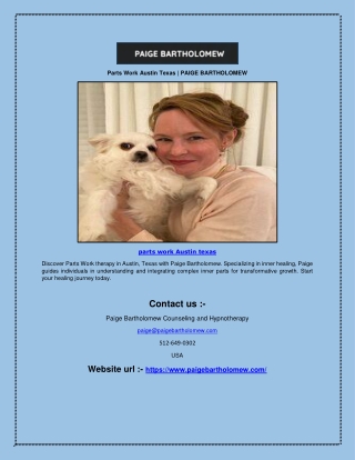 Parts Work Austin Texas | PAIGE BARTHOLOMEW