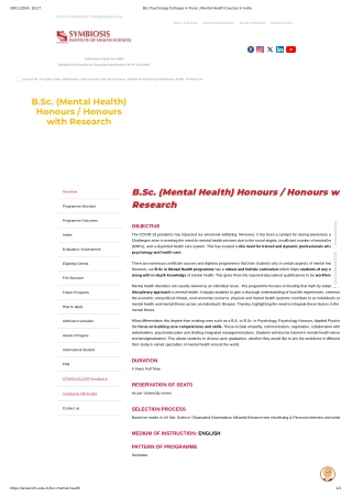 B.Sc Mental Health from Symbiosis