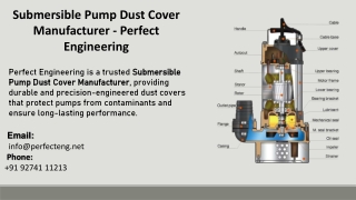 Submersible Pump ⁠Dust Cover Manufacturer -  Perfect Engineering