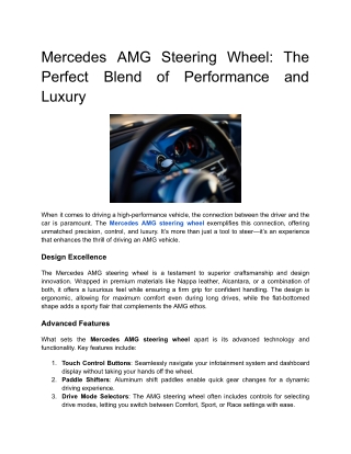 Mercedes AMG Steering Wheel_ The Perfect Blend of Performance and Luxury