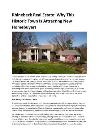 Rhinebeck Real Estate Why This Historic Town Is Attracting New Homebuyers