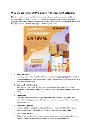 Why Choose Restosoft IN's Inventory Management Software?