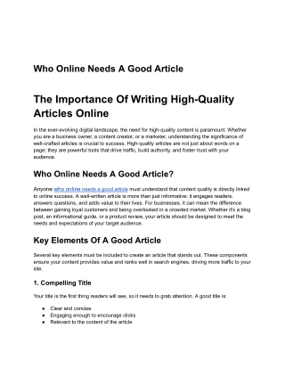 _ Who Online Needs A Good Article