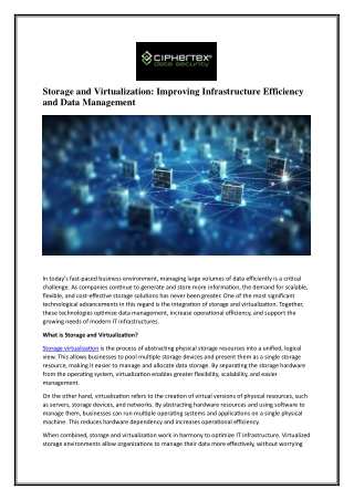 Storage and Virtualization Improving Infrastructure Efficiency and Data Management