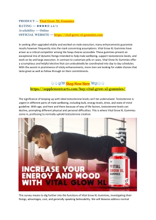 Vital Grow XL Gummies Reviews: Don't Buy Before Read This!