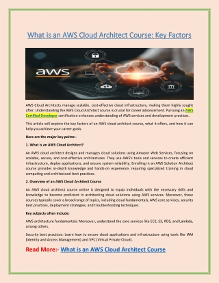 What is an AWS Cloud Architect Course