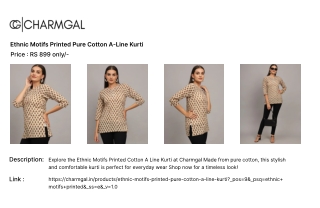 Ethnic Motifs Printed Pure Cotton A-Line Kurti