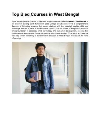 Top B.ed Courses in West Bengal