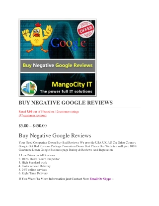 Buy Negative Google Reviews