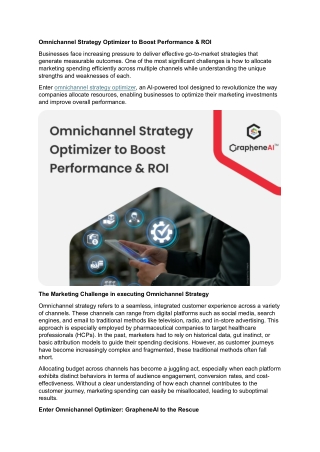 Omnichannel Strategy Optimizer to Boost Performance & ROI