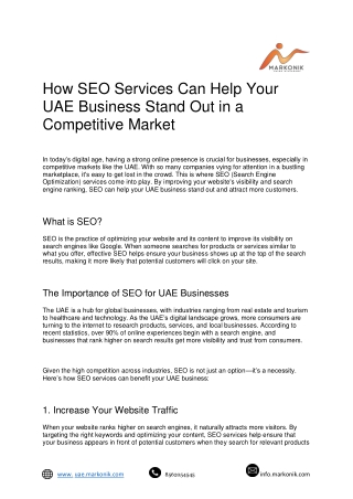 How SEO Services Can Help Your UAE Business Stand Out in a Competitive Market