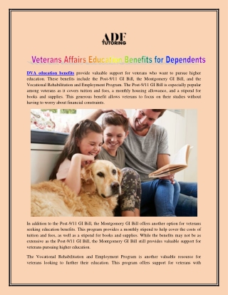 Veterans Affairs Education Benefits for Dependents