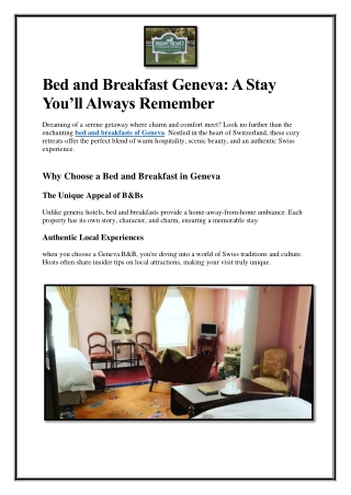 Bed and Breakfast Geneva A Stay You’ll Always Remember