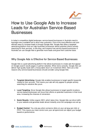 How to Use Google Ads to Increase Leads for Australian Service-Based Businesses