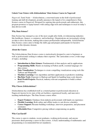 Data Science Course in Nagercoil