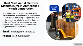 Dual Mast Aerial Platform Manufacturer in Ahmedabad - Mtech Corporation
