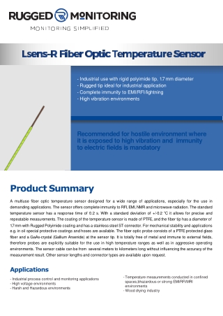 Fiber Optic Temperature Sensor  LSENS-R - Rugged Monitoring