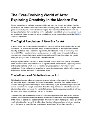 The Ever-Evolving World of Arts_ Exploring Creativity in the Modern Era