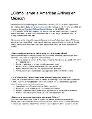 ¿Cómo llamar a American Airlines en México