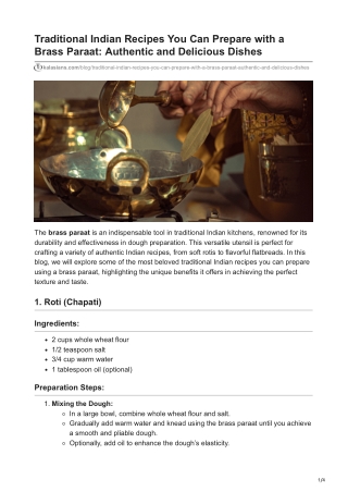 Traditional Indian Recipes You Can Prepare with a Brass Paraat: Authentic and De