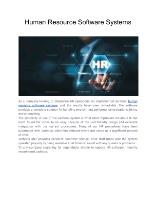 Human Resource Software Systems