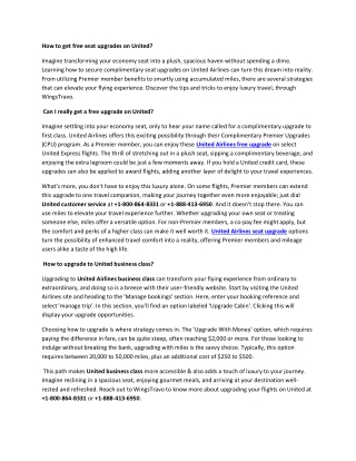 How Can I Upgrade my Seat on United?