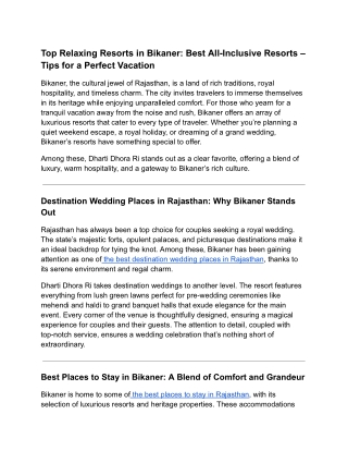 Top Relaxing Resorts in Bikaner_ Best All-Inclusive Resorts_ Some Tips for a Great Vacation