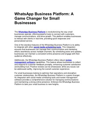 WhatsApp Business Platform A Game Changer for Small Businesses