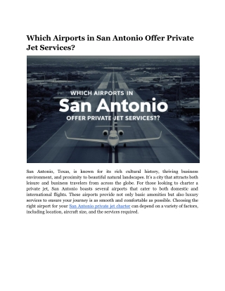 Which Airports in San Antonio Offer Private Jet Services